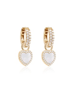 MOP Heart Earring Set Yellow Gold-plated