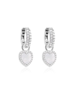 MOP Heart Earring Set Rhodium