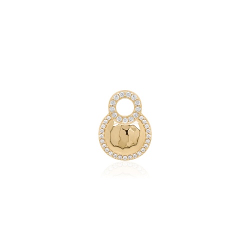 Textured Halo Single Charm Yellow gold plated