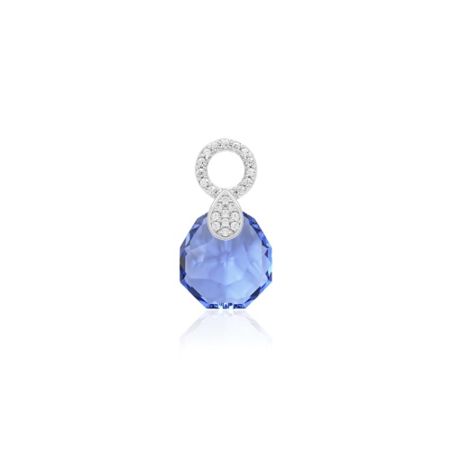 Pear Drop Single Charm Rhodium plated