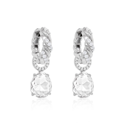 Classical Sparkling Drop Earring Set Rhodium plated