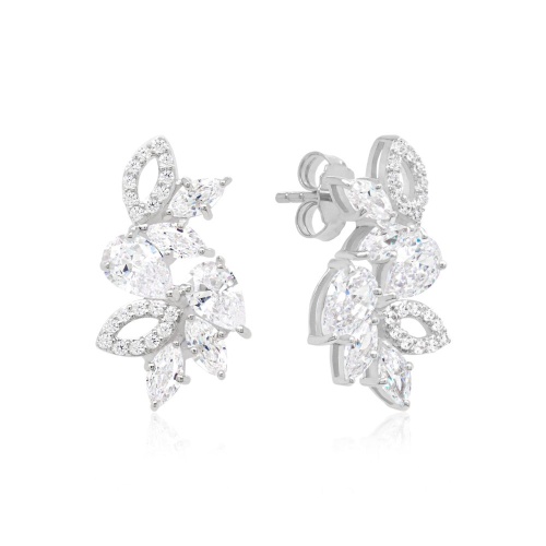 Ice Crystal stud earrings rhodium plated