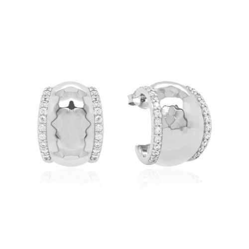 Textured Halo Earrings Rhodium plated