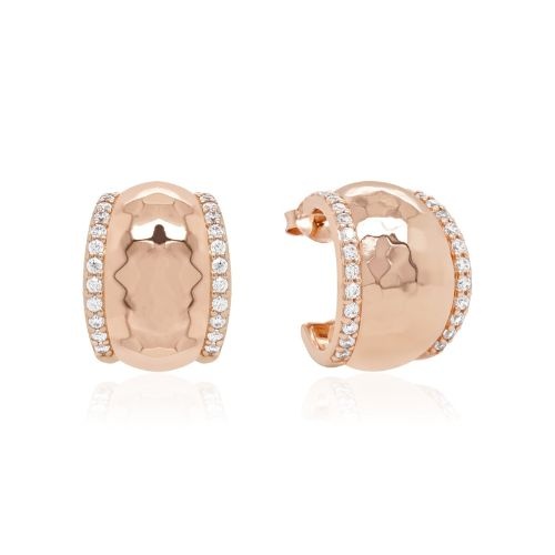 Textured Halo Earrings Rose Gold plated