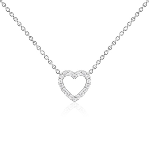 Petite Pavé Heart Necklace Rhodium plated