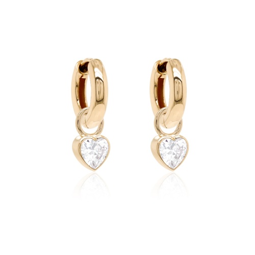 Zirconia Petite Heart  Earring set Yellow gold-plated