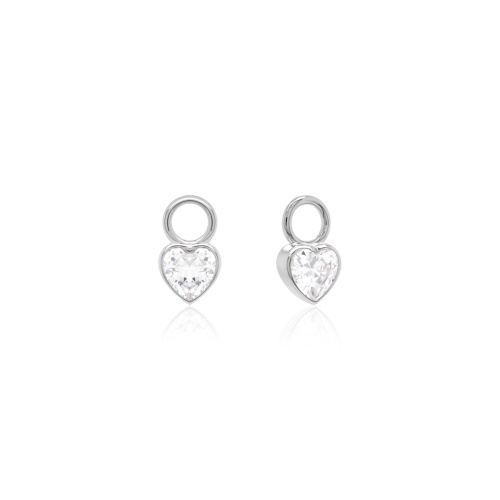 Zirconia Petite Heart Earring Charms Rhodium plated