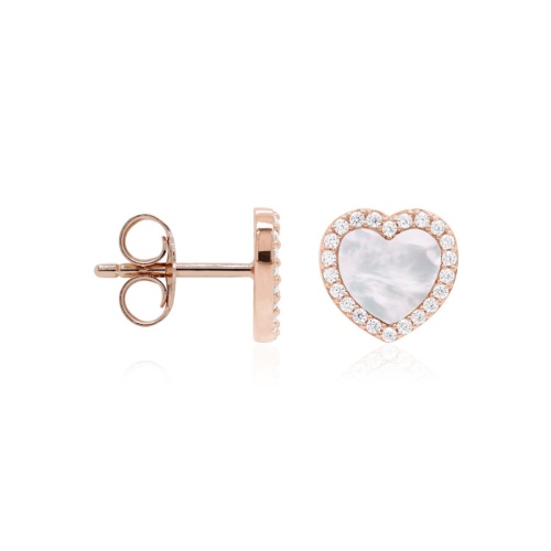 MOP Heart Stud Earrings Rose Gold-plating