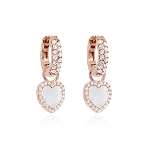 MOP Heart Earring Set Rose Gold-plated