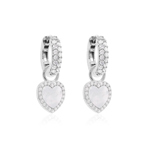 MOP Heart Earring Set Rhodium