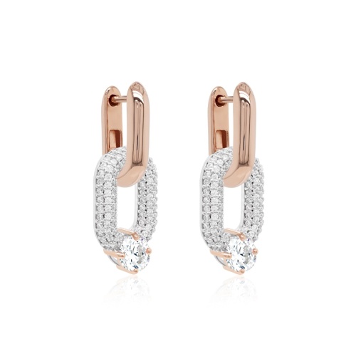 Oval Drop Link Earring Set Crystal