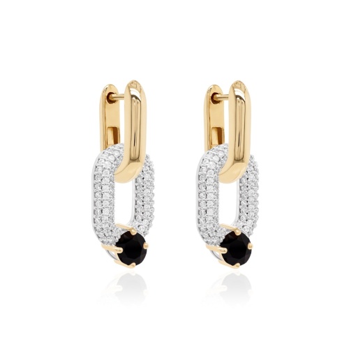 Oval Drop Link Earring Set Black