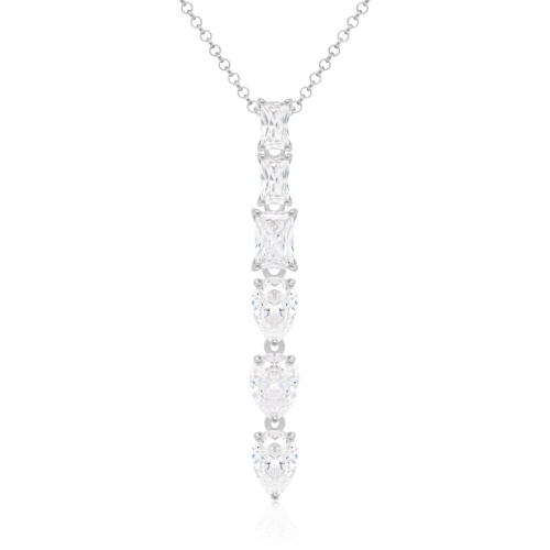 Princess Drop Necklace Rhodium plated