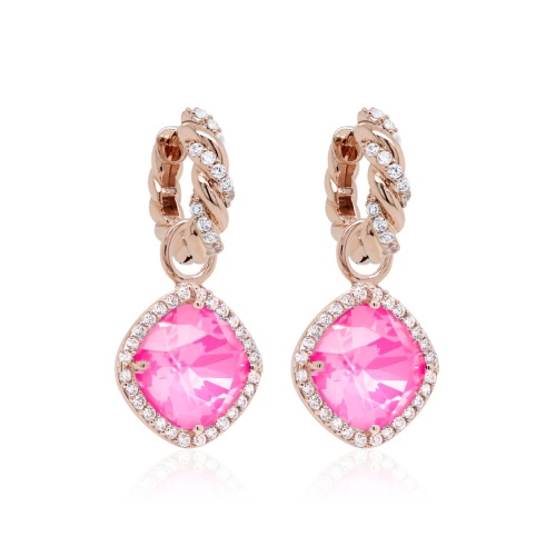 Fancy Knoty Earring set Rose gold-plated Electric Pink