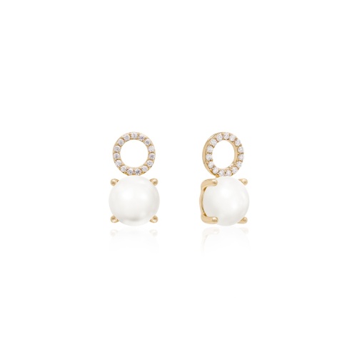 Sparkling Freshwater Pearl charms Yellow gold plated 8mm