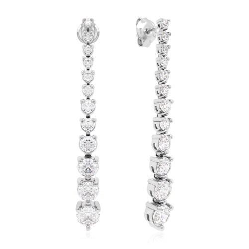 Frozen Drop Stud Earrings Rhodium plated