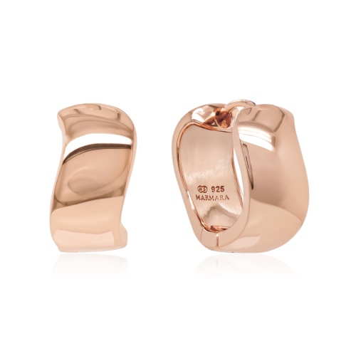 Sleek Curve Huggie Earrings Rose Gold-plated 