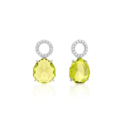 Sparkling Drop Earring Charms Rhodium plated