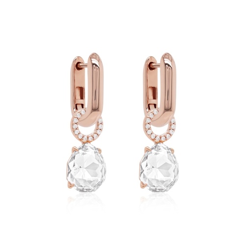 Drop Charms & Link Bases Earring set Rose gold plated Crystal