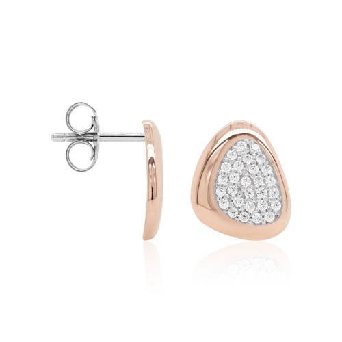 Radiant Drop Stud Earrings Rhodium/Rose gold plated