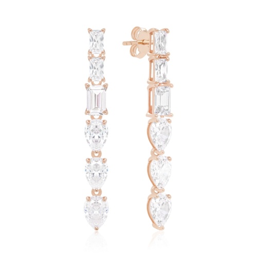 Princess Drop Stud Earrings Rose gold plated