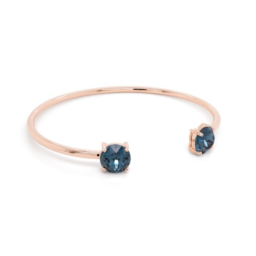 Round Stone Bangle Bracelet Rose-gold plated