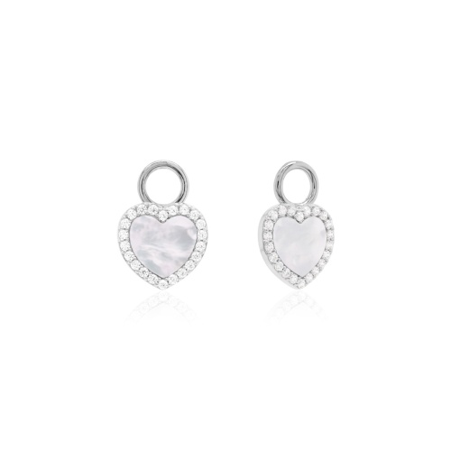 MOP Heart Earring Charms Rhodium