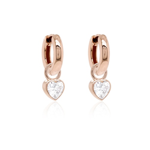 Zirconia Petite Heart  Earring & Necklace set Rose gold-plated