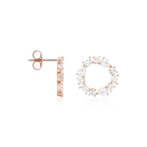 Radiant Halo Stud Earrings Rose Gold-plated 