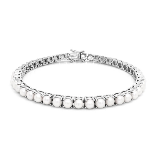 Fabulous Pearl Tennis Bracelet 3mm Rhodium plated