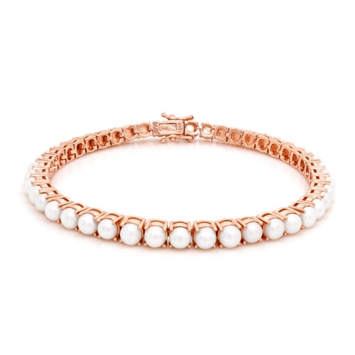 Fabulous Pearl Tennis Bracelet 3mm Rose-gold plated