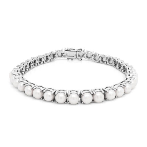 Fabulous Pearl Tennis Bracelet 4mm Rhodium plated