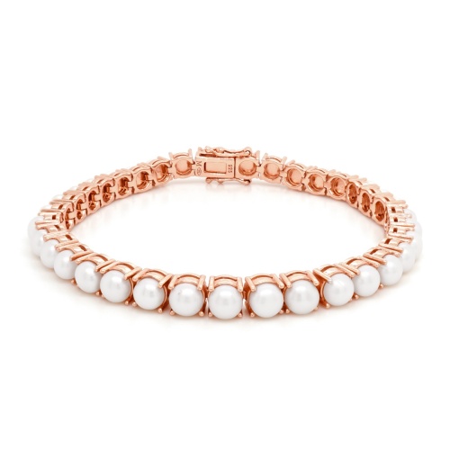 Fabulous Pearl Tennis Bracelet 4mm Rose-gold plated