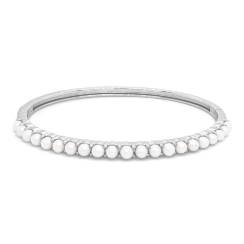 Fabulous Pearl Bangle Rhodium plated