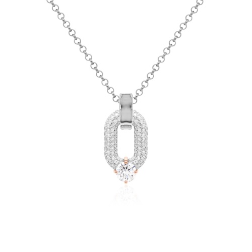 Oval Drop Link Necklace Set Crystal