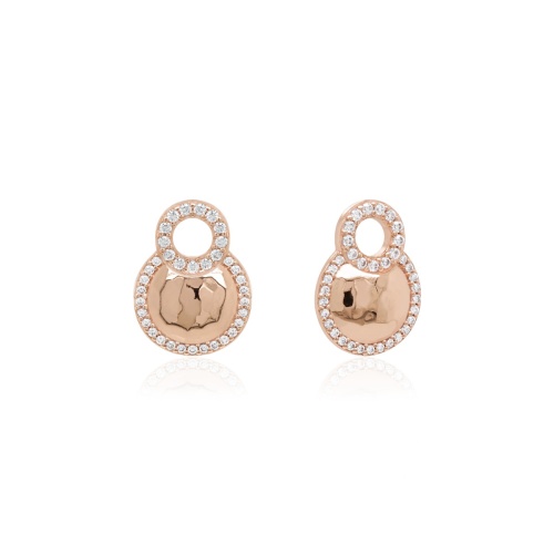 Textured Halo Earrings Charms Rose Gold plated