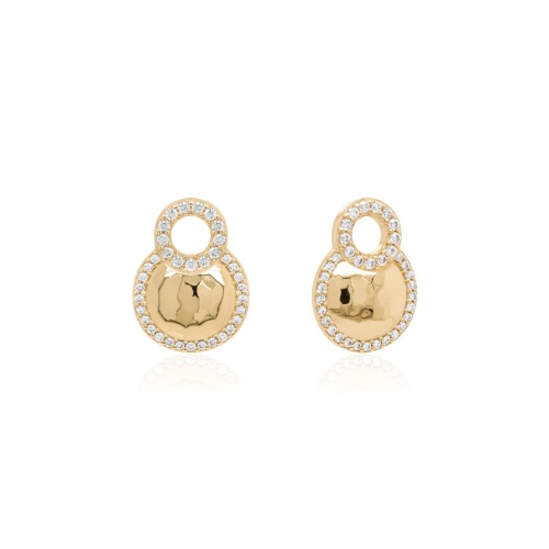 Textured Halo Earrings Charms Yellow Gold plated