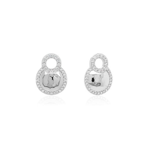 Textured Halo Earrings Charms Rhodium plated