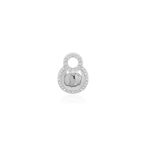 Textured Halo Single Charm Rhodium plated