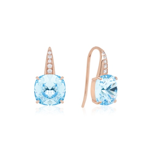 Brilliance Hook Earrings Rose gold-plated Aquamarine