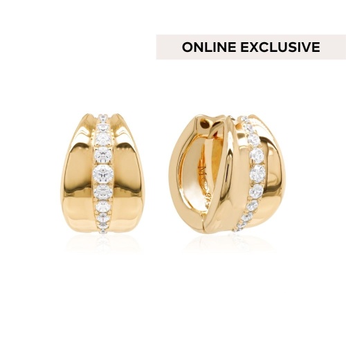 Bold Luxe huggie earrings yellow gold plating