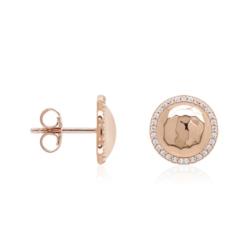 Textured Halo Stud Earrings Rose gold plated