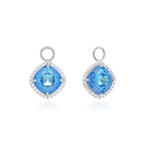 Fancy Stone Charms Rhodium plated Electric Blue