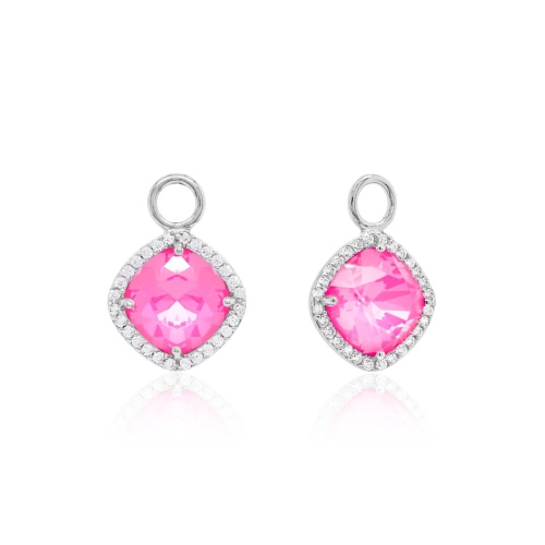 Fancy Stone Charms Rhodium-plated Electric Pink