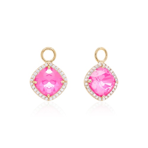 Fancy Stone Charms Yellow gold-plated Electric Pink