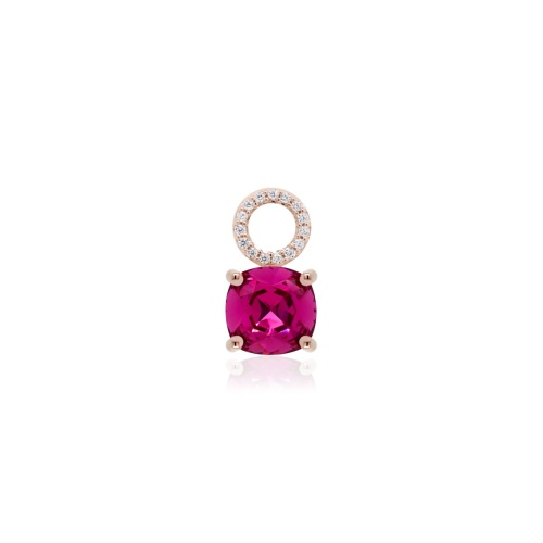 Fancy Stone Necklace Charm Rose gold-plated Fuchsia