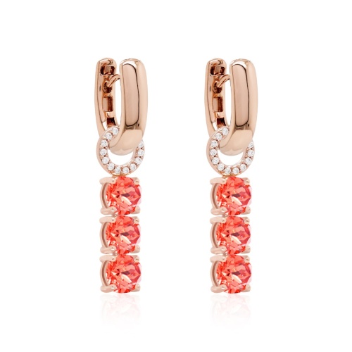 Tennis Trio Earring Set Rose gold-plated Padparadcha