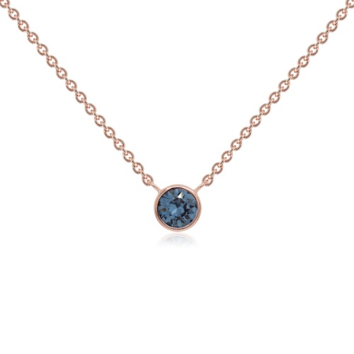 Single Crystal Necklace Gold-plated Denim Blue