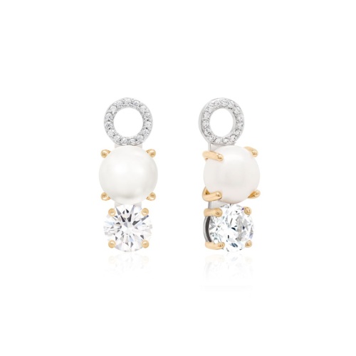 Bold Freshwater Pearl Drop charms Rhodium/Yellow gold-plated Crystal