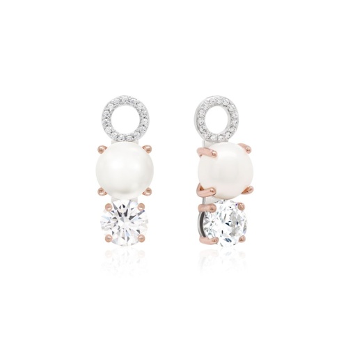 Bold Freshwater Pearl Drop charms Rhodium/Rose gold-plated Crystal